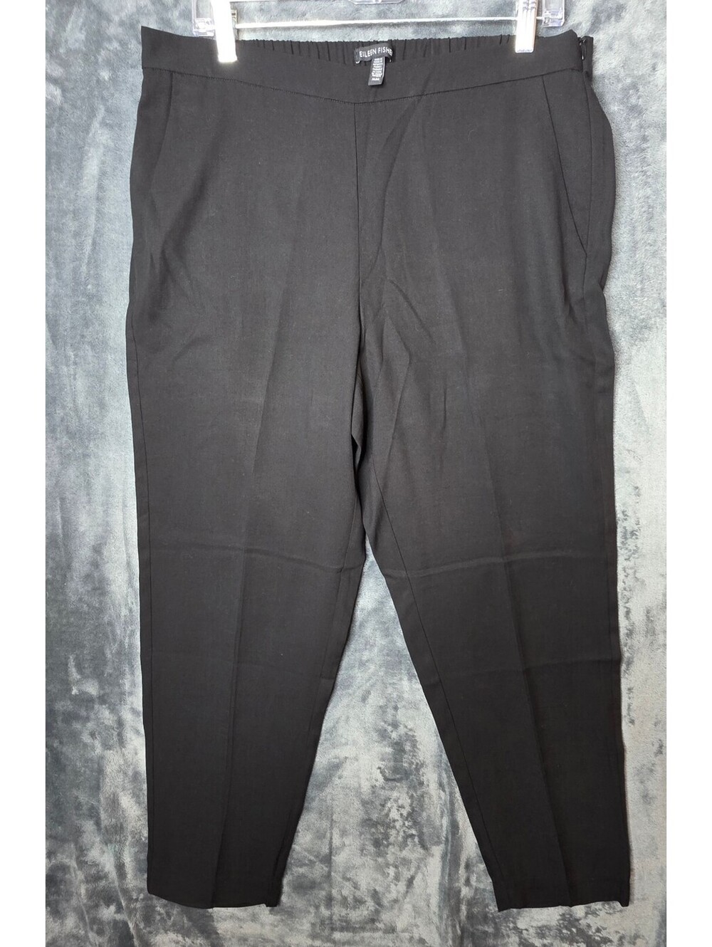 Eileen Fisher Black Tencel Lyocell Tapered Pants Side Zip Womens M. F16WTG